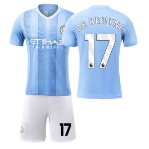 Poceni Otroški Nogometna dresi Manchester City Domači 2023-24 DE BRUYNE 17