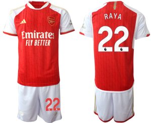 Moški Nogometni dresi kompleti Arsenal Domači 2023-24 rdeča bela David Raya 22