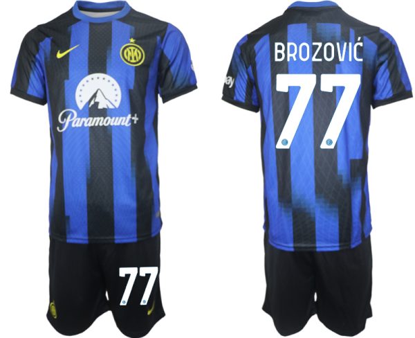 Poceni Moški Nogometni dresi kompleti Inter Milan Domači 2023 2024 Marcelo Brozović 77