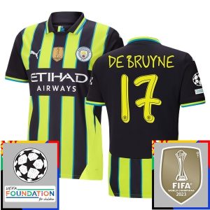 Moški Nogometni dresi Manchester City Gostujoči Champions League With Patch 2024-2025 Kevin De Bruyne 17