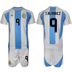 Poceni Moški Nogometni dresi Argentina Domači Copa America 2024 Julian Alvarez 9