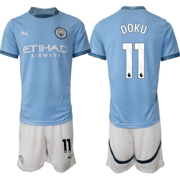 Moški Nogometni dresi Kompleti Manchester City Domači 2024-2025 Jeremy Doku 11