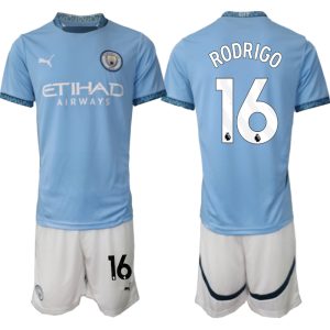 Moški Nogometni dresi Kompleti Manchester City Domači 2024-2025 Rodrigo 16