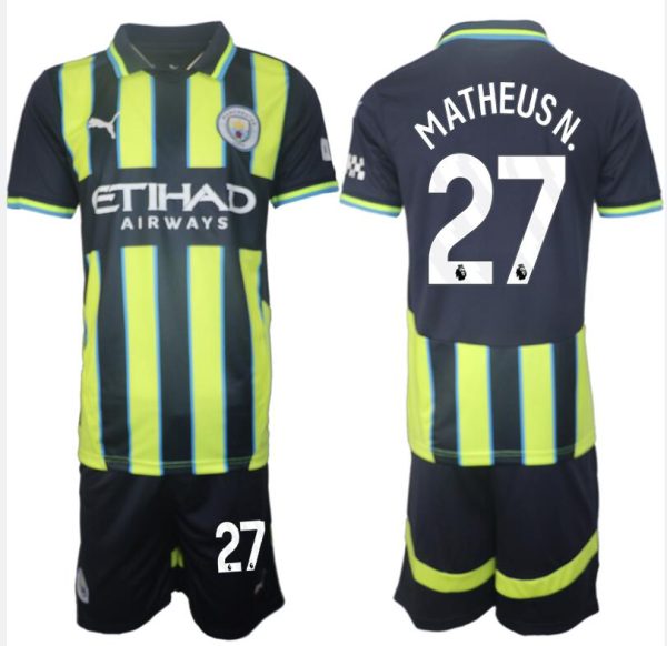 Moški Nogometni dresi kompleti Manchester City Gostujoči 2024-2025 MATHEUSN. 27