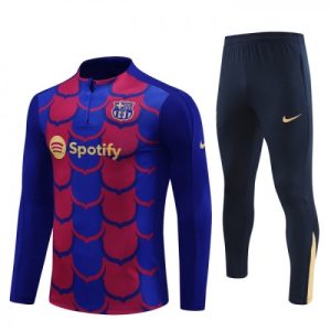 Moški FC Barcelona Sweatshirt Za Trening dresi kompleti 1/4-Zip 2024-25 Modra