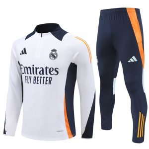 Moški Real Madrid Sweatshirt Za Trening dresi kompleti 1/4 Zip Bela