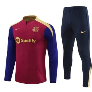 Otroški FC Barcelona Sweatshirt Za Trening dresi kompleti 1/4-Zip 2024-25 Rdeča