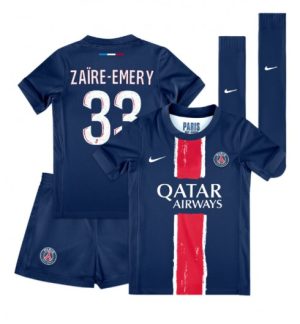 Otroški Nogometni dresi za otroke Paris Saint-Germain PSG Domači 2024-25 Warren Zaire-Emery 33