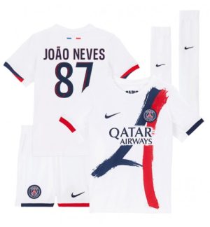 Otroški Nogometni dresi za otroke Paris Saint-Germain PSG Gostujoči 2024-25 Joao Neves 87