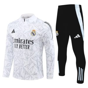 Otroški Real Madrid Sweatshirt Za Trening dresi kompleti 1/4 Zip Bela 2024-25