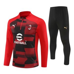 Moški AC Milan Sweatshirt Za Trening dresi kompleti 1/4 Zip Rdeča 2024-2025