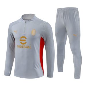 Moški AC Milan Sweatshirt Za Trening dresi kompleti 1/4 Zip Siva 2024-2025