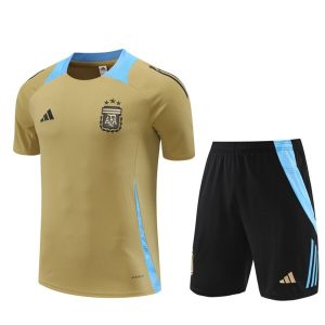 Moški Argentina Sweatshirt Za Trening dresi kompleti Kratek Rokav 2024-2025 zlato