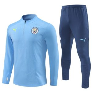 Moški Manchester City Sweatshirt Za Trening dresi kompleti 1/4 Zip 2024-25 Modra