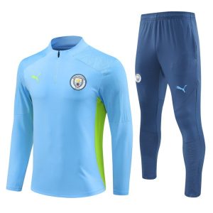 Moški Manchester City Sweatshirt Za Trening dresi kompleti 1/4 Zip 2024-25 Modra zelena