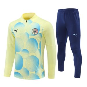 Moški Manchester City Sweatshirt Za Trening dresi kompleti 1/4 Zip rumena 2024-25