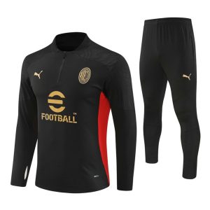 Otroški AC Milan Sweatshirt Za Trening dresi kompleti 1/4 Zip Črna 2024-2025