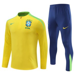 Otroški Brazilija Sweatshirt Za Trening dresi kompleti 1/4 Zip rumena modra 2024-25