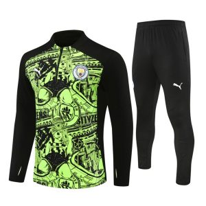 Otroški Manchester City Sweatshirt Za Trening dresi kompleti 1/4 Zip 2024-25 zelena črna