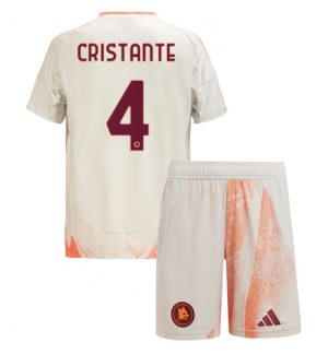 Otroški Nogometni dresi AS Roma Gostujoči 2024-25 bela Bryan Cristante 4