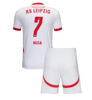 Otroški Nogometni dresi kompleti za otroke RB Leipzig Domači 2024-25 Antonio Nusa 7