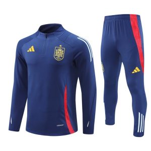 Otroški Španija Sweatshirt Za Trening dresi kompleti 1/4 Zip Modra rdeča 2024-2025